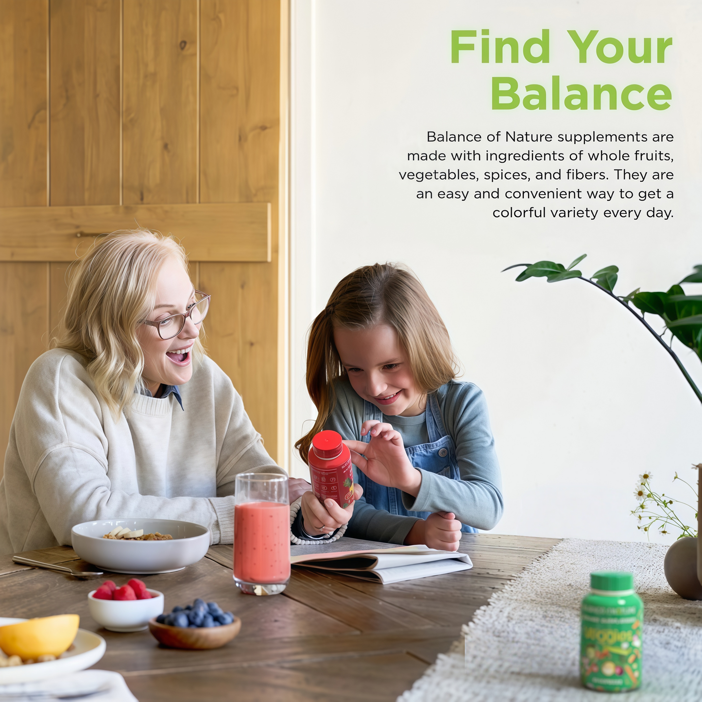 Balance of Nature Fruits & Veggies Supplements - Whole Fruit and Vegetable Ingredients for Women, Men, and Kids - 90 Fruits Capsules, 90 Veggies Capsules - 1 Set